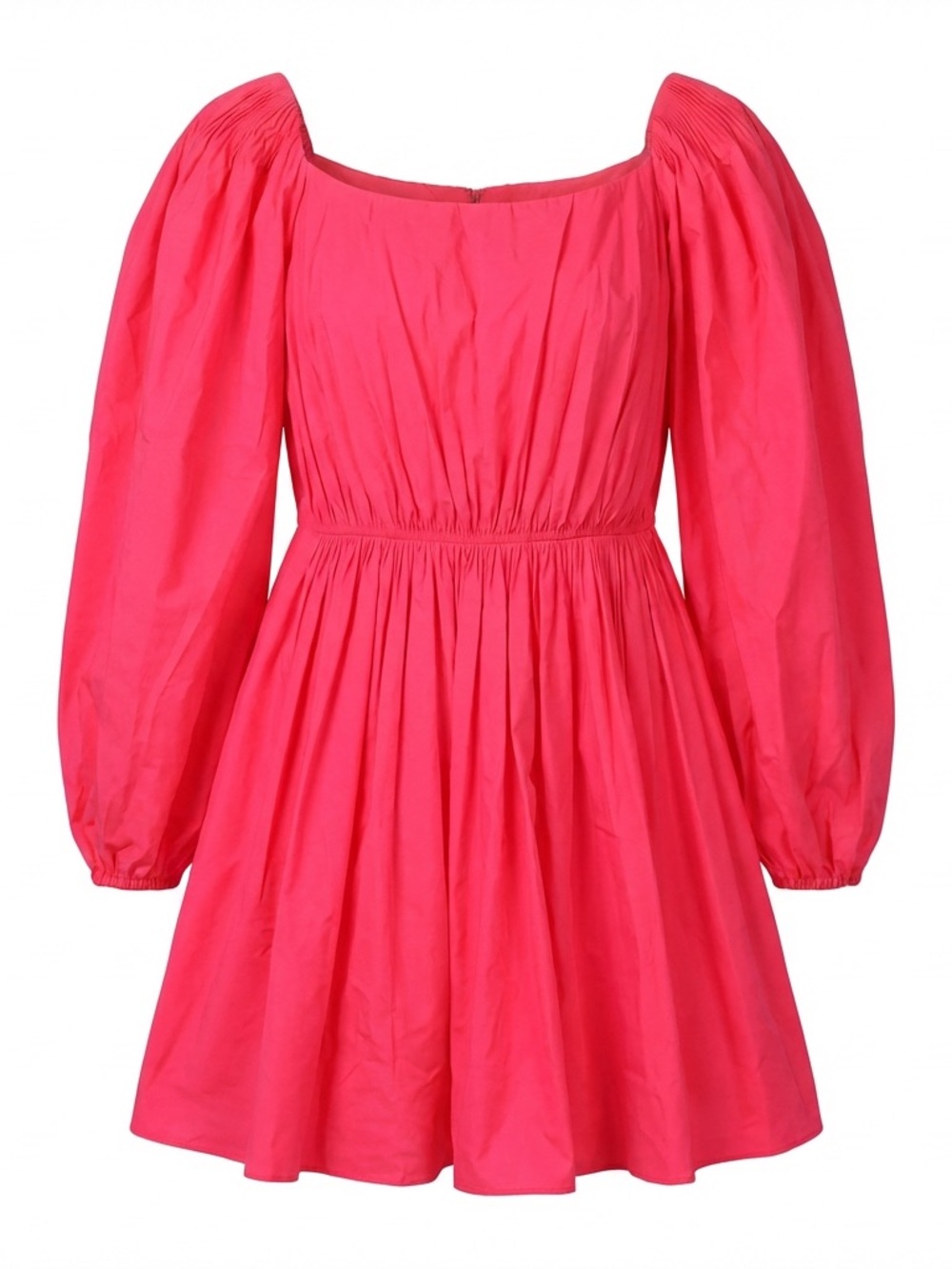 Valentino Hot Pink Long Sleeve Square-Neck Mini Dress Rosa Fluo NWT